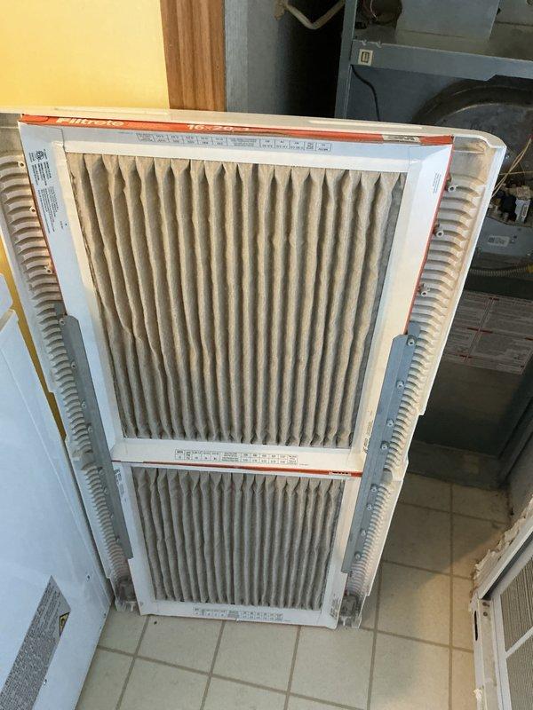 Completed comprehensive Supertune maintenance on two HVAC units located in backyard and utility closet. Performed full system diagnostics, inspected and cleaned both units, verified thermostat operation showing proper heating function at 77°F, and replaced air filters on both systems which showed moderate dust accumulation. All equipment operating within normal parameters upon completion.