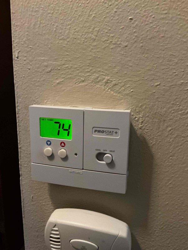 Completed comprehensive tune-up service on a 17-year-old Ruud gas-forced air furnace, model TG8S100B12MP11H, with 100,000 BTU input and 80,000 BTU output capacity. Performed standard maintenance procedures including inspection of all major components, burner assembly cleaning, heat exchanger examination, blower motor lubrication, air filter replacement, thermostat calibration verification on the PROSTAT+ digital unit currently set at 74°F, gas pressure testing, and combustion analysis to ensure proper operation and efficiency. System found to be operating within manufacturer specifications with temperature rise range of 40-70°F and all safety controls functioning properly.
