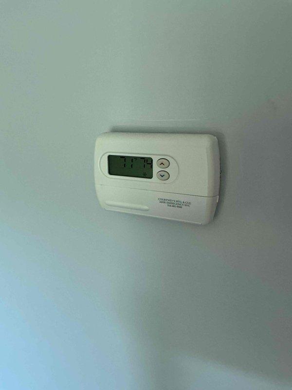 Completed scheduled heating tune-up on Amana furnace unit located in basement utility area. Performed comprehensive system inspection, cleaned and tested all components, verified thermostat operation showing 77°F, and confirmed proper airflow through ductwork. All equipment operating within manufacturer specifications with no issues identified.