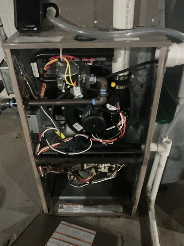 Completed comprehensive super tune maintenance on two HVAC systems, including one outdoor unit located in the backyard and one air handler/furnace unit in the basement, both under 10 years old. Performed full system inspection, checked all electrical connections and wiring, verified refrigerant line integrity and insulation, tested thermostat operation and calibration, inspected compressor components, and evaluated control board functionality. Both systems found to be operating within normal parameters with all components functioning properly; no deficiencies noted during inspection.