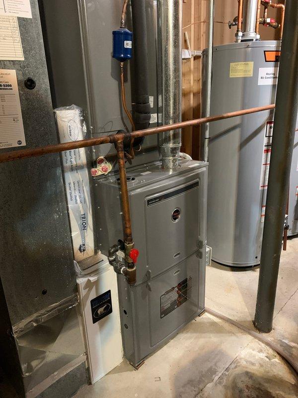 Completed comprehensive heating tune-up and safety inspection on two 9-year-old furnace units located in basement mechanical room. Performed full system diagnostics, cleaned burner assemblies, inspected heat exchangers for cracks, tested all safety controls and limit switches, checked gas pressure and combustion efficiency, lubricated blower motors, replaced air filters, and verified proper venting and airflow on both units to ensure optimal performance for the heating season.