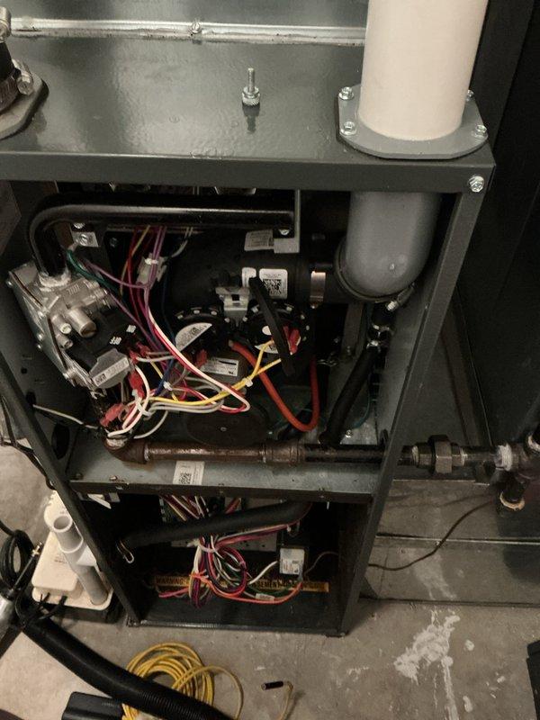 Completed pre-winter heating maintenance and tune-up on 3-year-old Daikin furnace system located in basement. Performed comprehensive inspection of all mechanical and electrical components, including burner assembly, heat exchanger, blower motor, and control board wiring. Verified proper operation of gas valve, ignition system, and safety controls. Inspected flexible ductwork insulation for integrity and proper installation. Cleaned and tested all system components, confirmed proper airflow, and ensured unit is operating within manufacturer specifications. System found to be functioning properly with no issues identified.