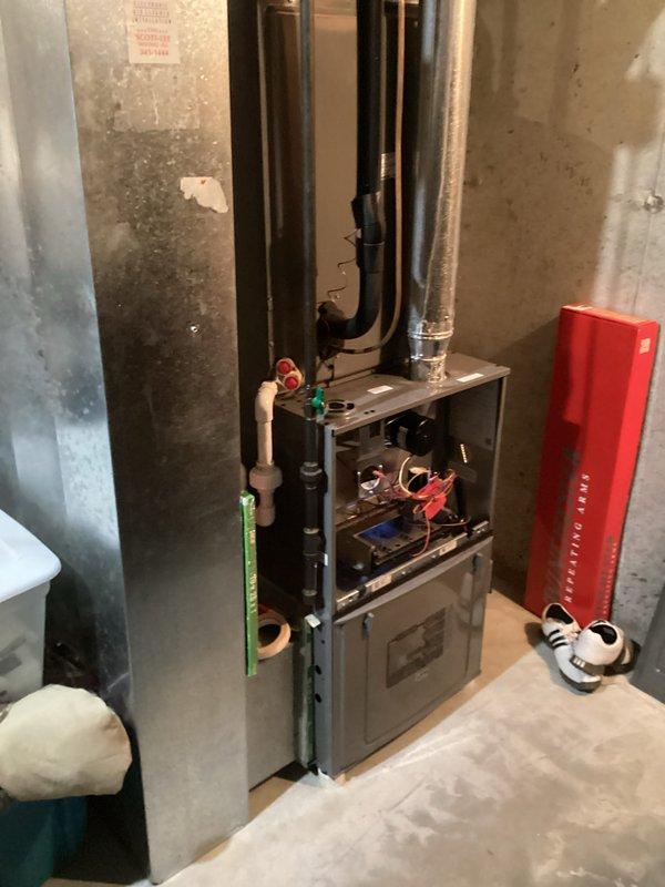Completed heating tune-up on basement furnace unit. Performed comprehensive system inspection, checked thermostat operation and calibration, verified proper airflow, and ensured all components functioning within manufacturer specifications. Unit operating efficiently with no issues found.