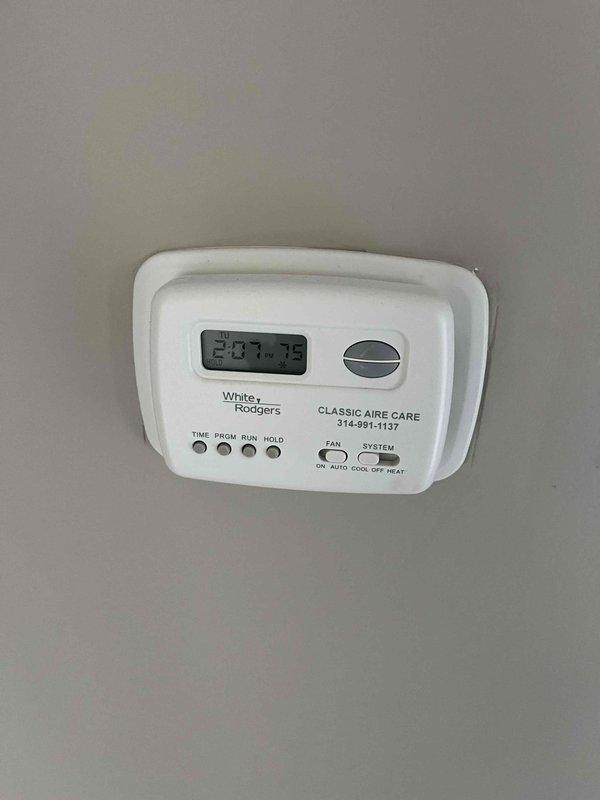 Performed a seasonal tune-up and safety inspection on one gas furnace, verifying thermostat operation and system response in heating mode. Inspected the pleated air filter, which showed light debris loading in the pleat creases, and confirmed proper filter fit and airflow through the return. Verified the unit is operating within normal parameters.