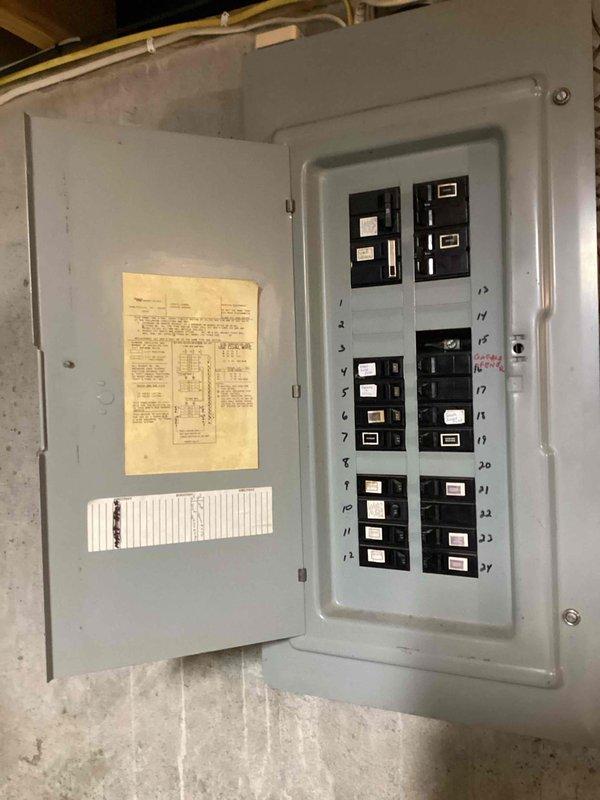 Rewired the existing fluorescent light fixture, including replacing the supply conductors and verifying proper connections at the fixture. Identified the corresponding circuit at the main breaker panel, confirmed circuit labeling, and tested the fixture for correct operation following the repair.