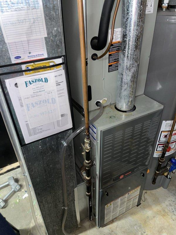 Diagnosed a thermostat with no power or display and a furnace running continuously by inspecting the low-voltage control circuit, including the 24V transformer, wiring connections, and control board. Verified the transformer and low-voltage wiring at the furnace control board, restored 24V power to the thermostat circuit, and confirmed the furnace now cycles on and off normally in response to thermostat calls for heat.