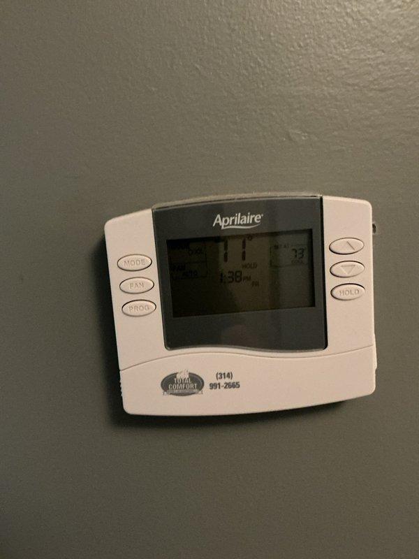 Performed heating tune-ups on two 13-year-old systems, each with a 12-5 PFCC configuration and no accessories installed. Verified thermostat operation at both control points (Aprilaire digital and White Rodgers digital) and confirmed proper heat call and system response.