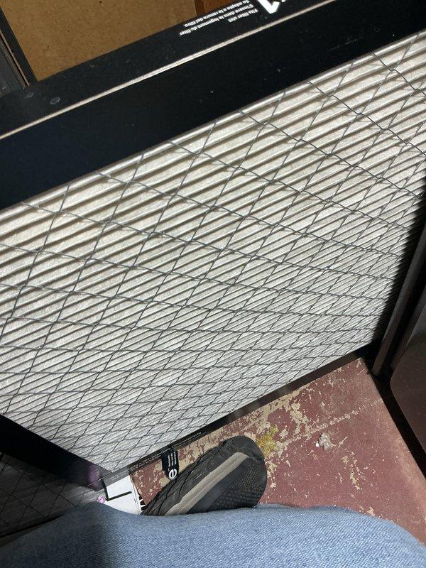 Performed a preventive maintenance tune-up on a Lennox gas furnace, including inspection of the burner assembly, flue pipe, gas line and shutoff valve, electrical connections, and condensate/drain components. Inspected and serviced the pleated return air filter, which showed dust loading, and confirmed proper airflow and system operation.