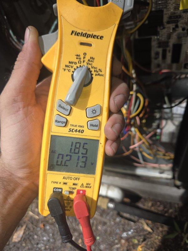 Responded to a no-cooling complaint and performed diagnostic testing on the HVAC system using a clamp meter to measure electrical parameters. Identified the root cause of the cooling failure, completed necessary repairs to restore proper system operation, and verified that the unit returned to normal cooling function with all components operating within specifications.