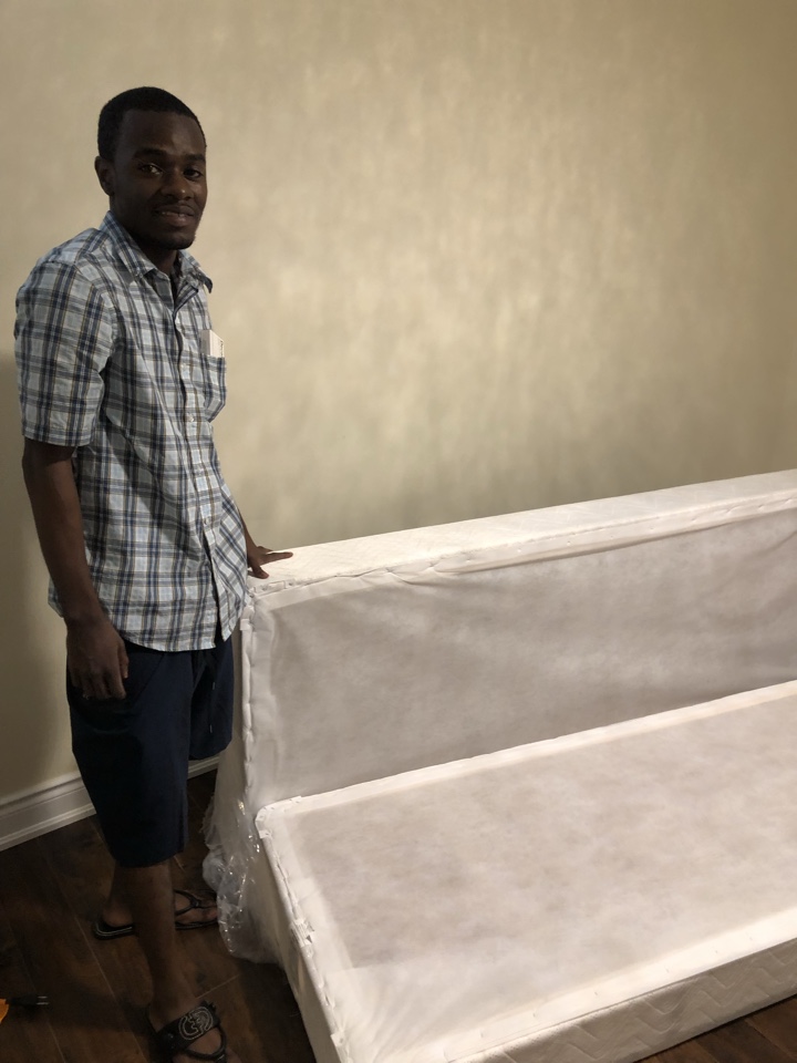 Delivering Queen size split box spring 