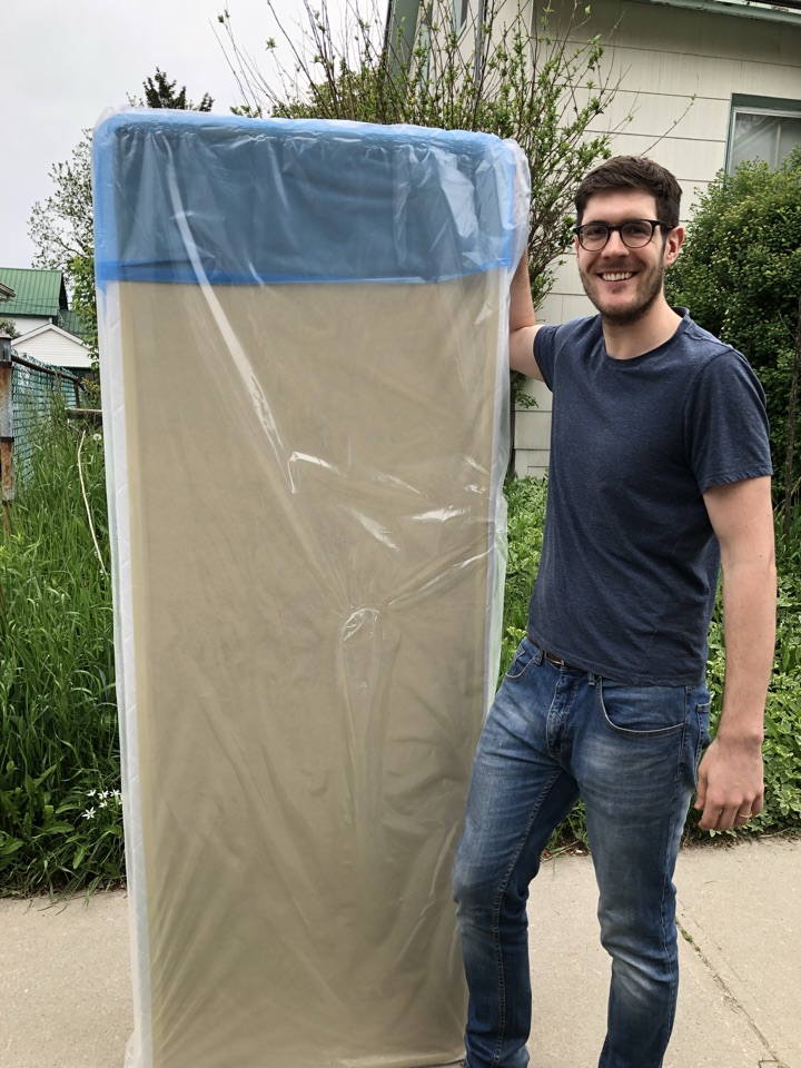Delivering queen split box spring 