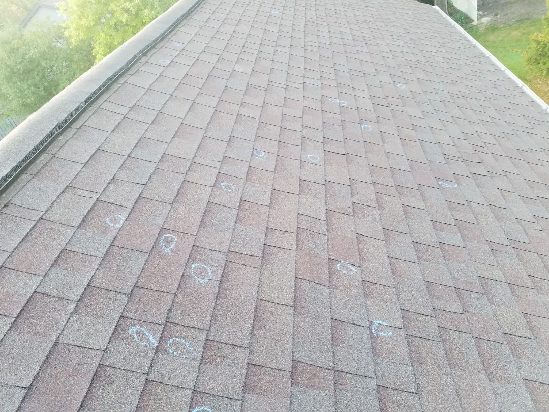 Inspecting and quoting hail damage roof in Roselle Schaumburg area Inspecting and quoting hail damage roof in Roselle Schaumburg area
