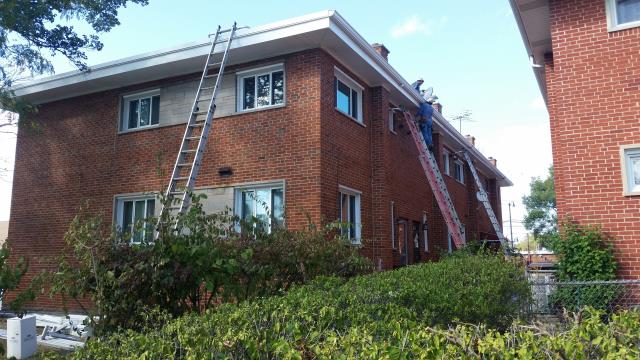 Installation of new gutter/downspout system. Installation of new gutter/downspout system.