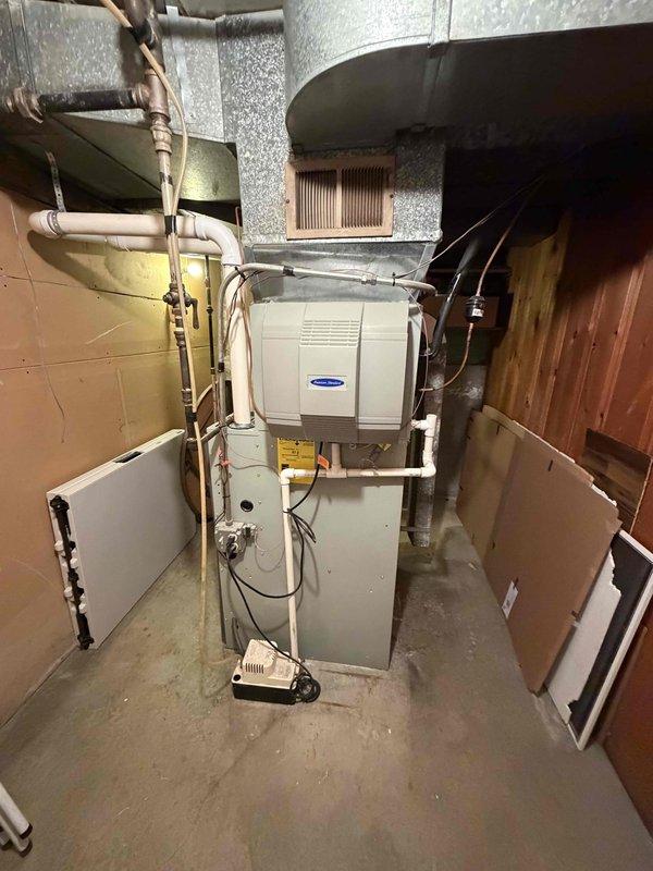 Successfully completed AprilAire 720A humidifier replacement on existing HVAC system, including installation of digital control panel showing proper temperature readings. All connections were properly secured, wiring was completed according to manufacturer specifications, and system was tested to ensure optimal performance.