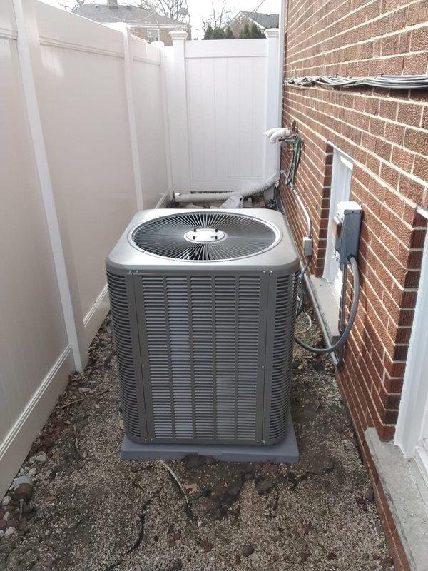 Completed removal of existing A/C system including reclaiming refrigerant from condenser, coil, and line-set. Installed new Lennox 13 SEER 2 Ton condensing unit and evaporator coil, connecting to existing copper refrigerant lines. System was properly evacuated, charged with R410a refrigerant, tested for optimal performance, and includes 10-year parts warranty with extended labor agreement.