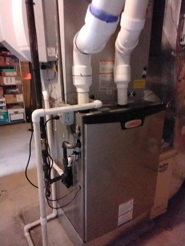 Successfully installed a new Lennox 99% efficient, 110k, modulating forced air furnace, replacing the old unit. Connected the system to existing ductwork, gas line, electrical circuit, and exhaust, with necessary sheet metal transitions. Completed full startup testing and safety inspection, verifying proper operation of the entire system.