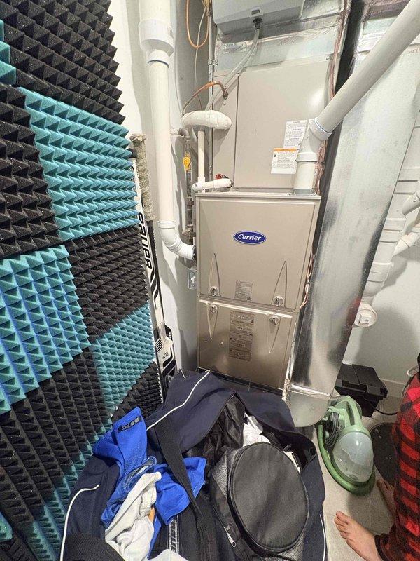 Performed comprehensive tune-up maintenance on customer's Carrier furnace system. Conducted complete system inspection, documented equipment specifications, and verified proper operation. Noted presence of Rheem water heater in utility area but focused service exclusively on HVAC maintenance per scheduled tune-up request.