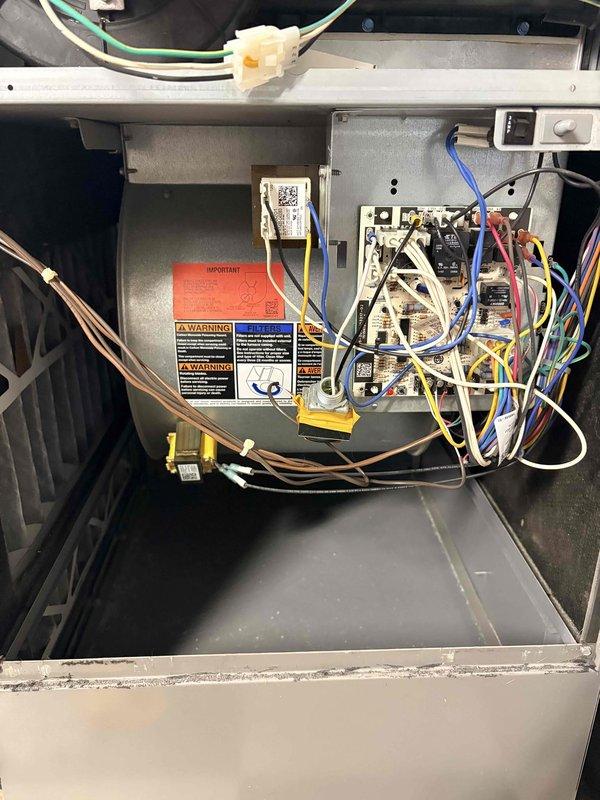 Performed Clean and Check service on 10+ year old HVAC system under Comfort Plan agreement. Conducted thorough evaluation of furnace, inspected electrical components and wiring connections. Also serviced tankless water heater as part of maintenance package, checking plumbing connections and verifying proper operation. Documented system condition with photos for future reference as customer may require cooling system replacement this upcoming season.