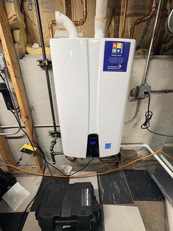 Performed Clean and Check service on 10+ year old HVAC system under Comfort Plan agreement. Conducted thorough evaluation of furnace, inspected electrical components and wiring connections. Also serviced tankless water heater as part of maintenance package, checking plumbing connections and verifying proper operation. Documented system condition with photos for future reference as customer may require cooling system replacement this upcoming season.