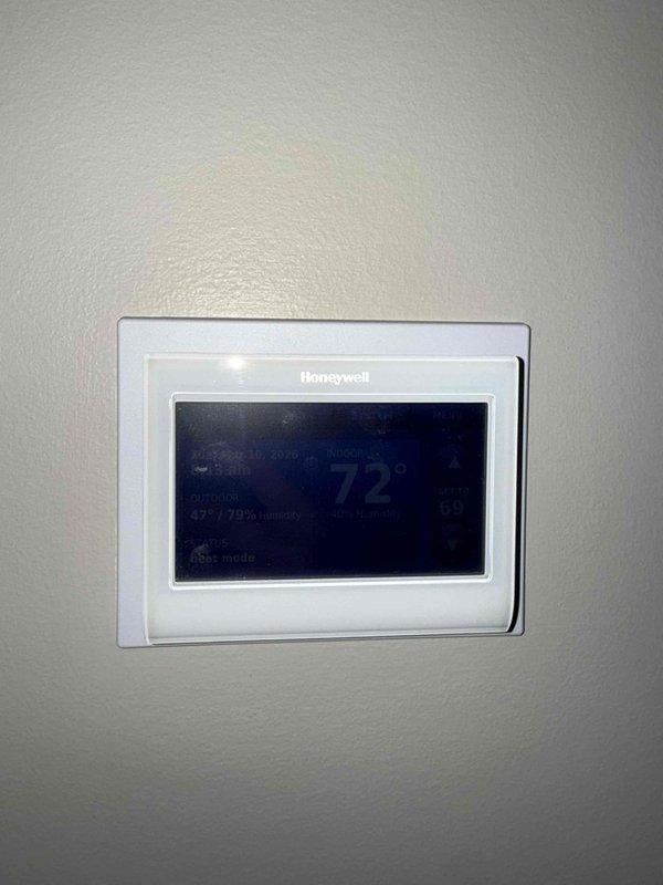 Returned to client's residence to replace canister on Nortec RES DELUX steam humidifier system. Replacement part was not available in time for previously scheduled CNC appointment. Current system readings show indoor humidity level at 69% with ambient temperature of 72°F.