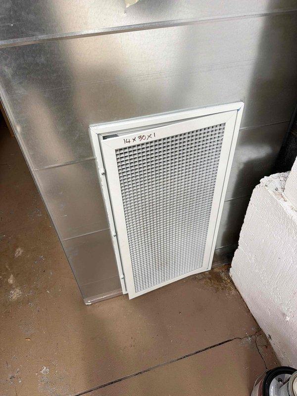 Performed spring commercial maintenance on vacant property after confirming entry permission. Completed maintenance checklist and documented equipment information, including a 14x30x1 return air filter. Inspected rooftop condenser unit which is properly elevated on blocks, and noted all equipment appears to be functioning normally with no issues identified.