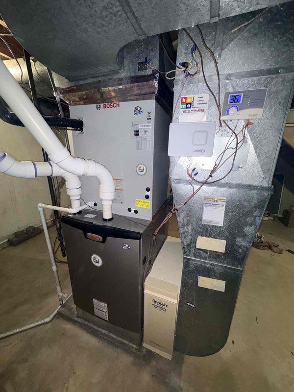 Responded to warranty call for recently installed furnace (02/25/2026) reporting error code 292 (ID blower motor start fault). Inspected Bosch system with Aprilaire components and examined electrical connections between control board and blower motor. Resolved wiring issue causing intermittent connection, tested system through multiple heating cycles, and verified proper operation with no error codes recurring.