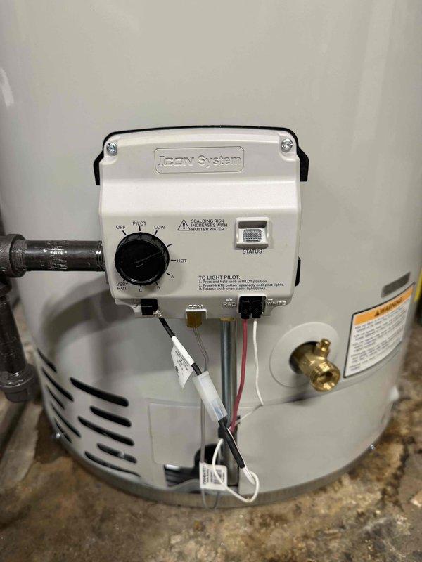 Successfully installed a new 50-gallon water heater in basement, replacing the existing unit. Connected to existing exhaust chimney, gas, electric, and water piping systems. Performed complete startup, testing, and safety inspection to ensure proper operation, with installation covered by 6-year warranty on functional parts and tank plus 1-year labor warranty.