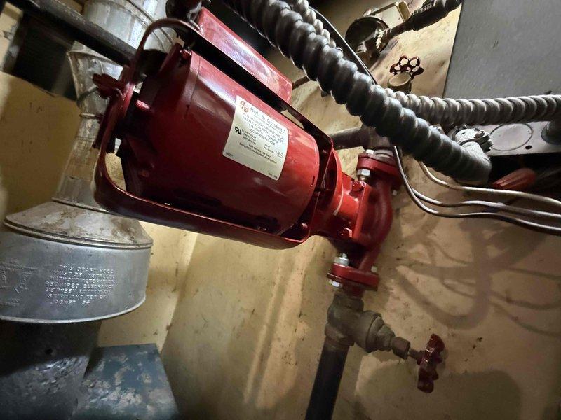 Responded to service call for 20+ year old boiler system where half the house lost heat in one of two zones. Diagnostic inspection revealed a faulty circulator pump. Pressure gauge readings were verified and the system was tested after repair to confirm proper heat distribution to all zones. Recommended maintenance schedule discussed with customer due to age of system.