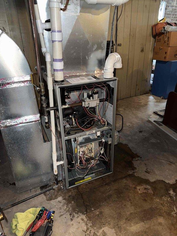 Responded to no-heat call for furnace not igniting with indoor temperature at 58°F despite thermostat set to 70°F. Inspected unit and discovered dirty air filter causing airflow restriction. Replaced filter and verified proper ignition sequence, restoring normal heating operation.