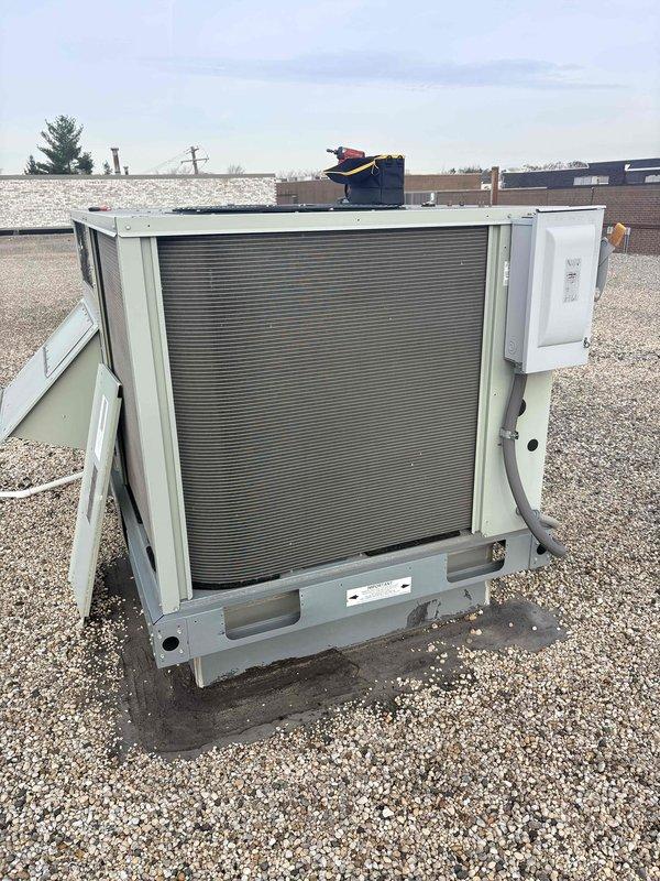 Completed spring maintenance on commercial comfort plan servicing 4 AC units and 4 RTU systems. Replaced 16 standard filters (16x16x2) and 3 media filters (20x24x4). Inspected condenser coils for proper operation and cleanliness; units appear to be functioning normally with minimal fin damage on roof-mounted equipment.