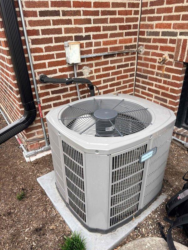 Completed scheduled maintenance on two HVAC systems under Comfort Plan. Performed comprehensive clean and check service on furnace/air handler and outdoor condensing unit. Inspected outdoor unit for proper installation and electrical connections, verified refrigerant lines were properly secured. Checked thermostat operation - confirmed cooling mode functioning correctly with temperature set at 64°F while ambient temperature was 69°F.