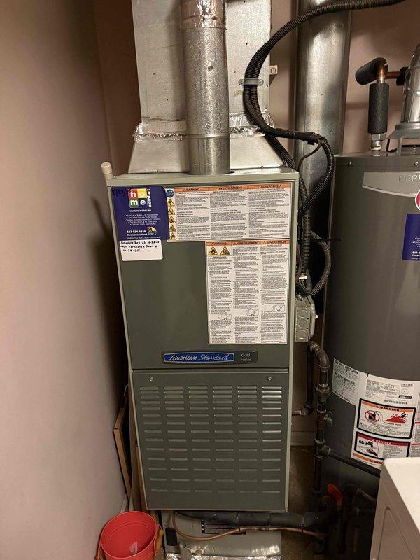 Completed spring Clean & Check on American Standard HVAC system per Comfort Plan agreement. Inspected and serviced outdoor condensing unit (#9231) and indoor furnace components. System is operating within manufacturer specifications with no issues identified. All connections are secure with proper airflow maintained.