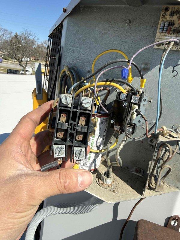 # Service Report

Performed scheduled commercial preventive maintenance visit on outdoor HVAC condensing unit. Diagnosed failed contactor and capacitor during system inspection. Removed and replaced defective contactor with new component, ensuring proper electrical connections across all terminals. Installed new capacitor to restore proper compressor and fan motor operation. Verified all wire connections were secure and properly terminated. Tested system operation following repairs, confirming proper startup sequence and normal running amperage. Unit returned to full operational status. All work completed in accordance with manufacturer specifications and electrical code requirements.