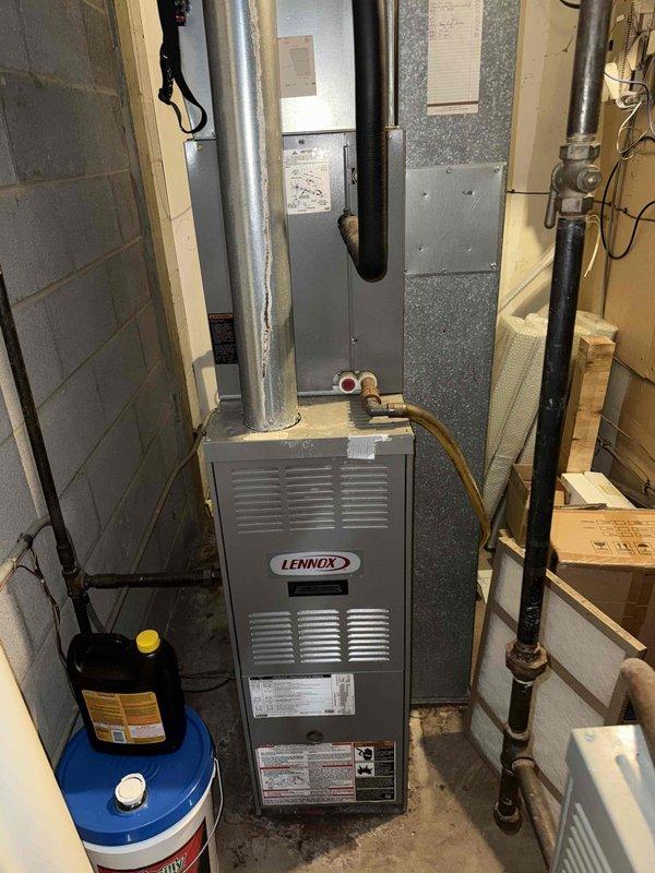 Completed spring preventive maintenance inspection on commercial Lennox furnace system per checklist requirements. Verified equipment operation, documented current equipment specifications and filter information for records update, and performed electrical diagnostics using clamp meter to confirm proper amperage draw and system performance. All equipment photographed and flagged necessary filter list updates for office review.