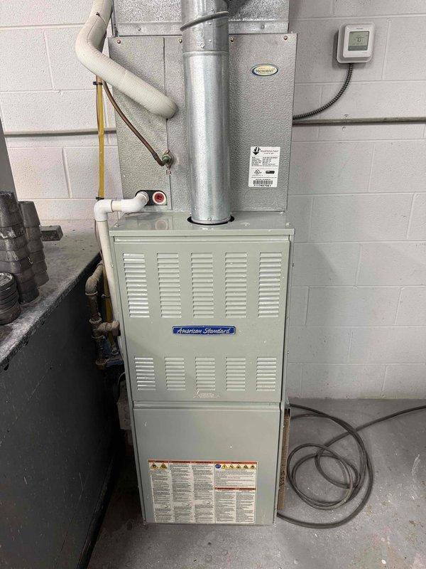 Completed spring preventive maintenance on commercial HVAC system including York and American Standard furnace units. Performed comprehensive checklist inspection, verified all equipment operation and safety controls, documented current equipment specifications and filter information for system records. Coordinated tenant availability prior to service, captured photographic documentation of equipment condition and installation configuration, and flagged necessary updates to filter maintenance schedule for office records.