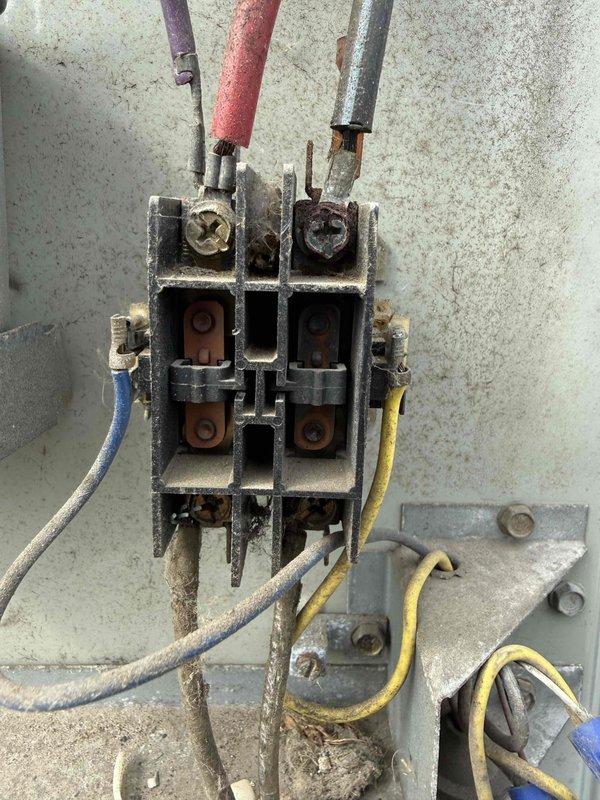 Performed commercial HVAC maintenance under prepaid service agreement. Replaced failed contactor on unit due to worn contacts and deterioration. Removed old contactor from electrical control panel, disconnected all wire connections, and installed new contactor with proper wire terminations to capacitor and power supply. Verified all electrical connections were secure and system operational upon completion.
