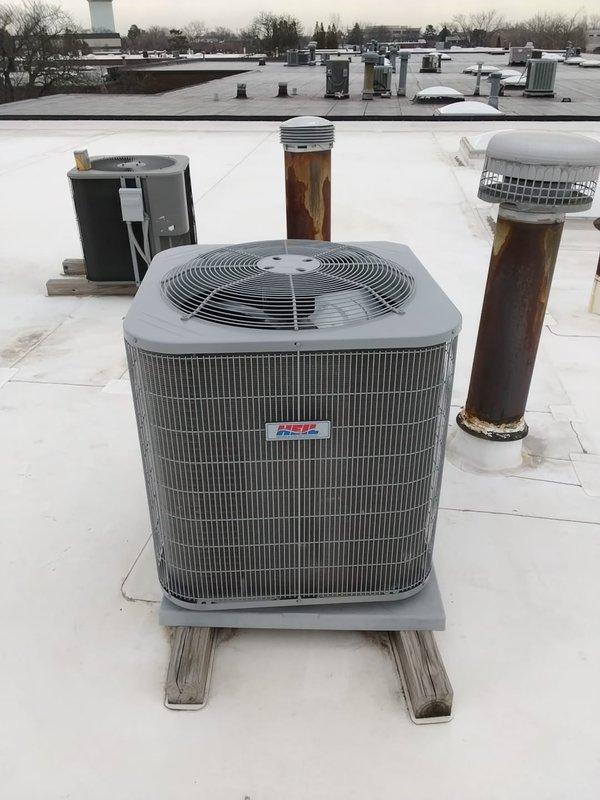 Completed spring preventive maintenance on commercial rooftop Heil air conditioning unit per prepaid contract specifications. Performed comprehensive system inspection including electrical connections, contactor operation, capacitor testing, control board functionality, and condenser unit components. All equipment photographed, operational data recorded, and filter information updated per service checklist requirements.