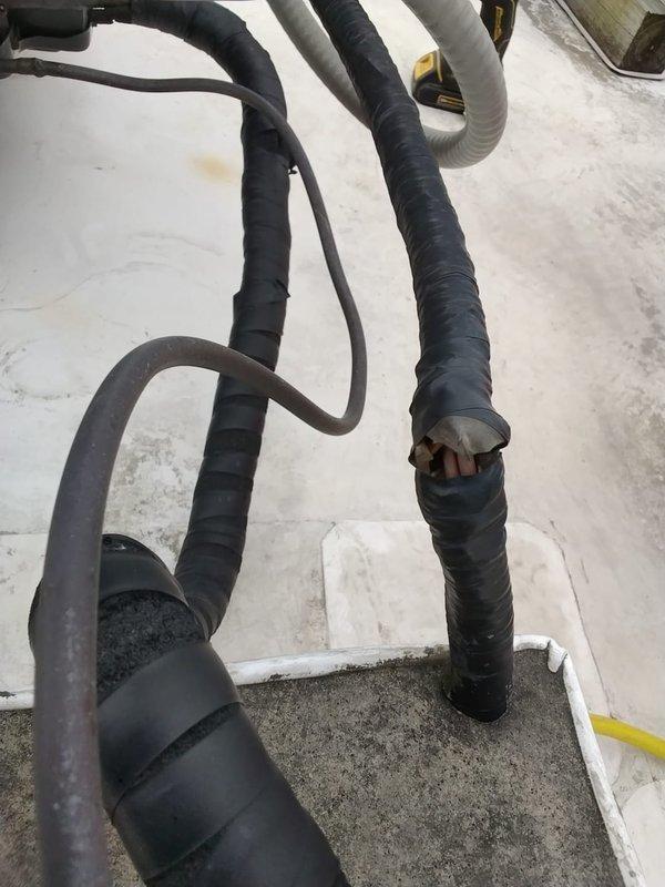 Completed spring preventive maintenance on commercial HVAC unit per prepaid service agreement. Performed comprehensive system inspection including electrical disconnect switch, verified all connections and wiring integrity, and documented equipment condition with updated information. Inspected rooftop refrigerant lines and noted insulation deterioration requiring future attention to maintain system efficiency.