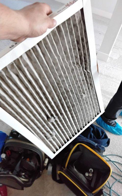 Responded to service call for non-functional in-floor heating system and performed preventive maintenance on 8-year-old furnace. Inspected HVAC system and replaced heavily soiled air filter that showed significant dust and debris accumulation. Completed comprehensive furnace maintenance including system diagnostics, equipment inspection, and documentation of all unit specifications. Discussed comfort plan options and provided recommendations for ongoing system care.