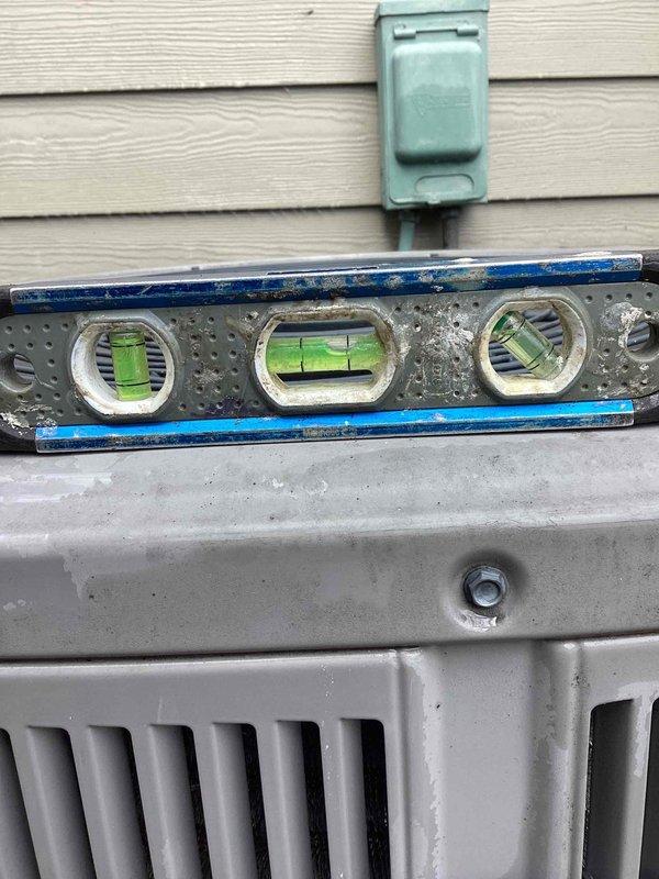 # HVAC Maintenance - Prepaid Visit - Platinum CP

Completed spring preventive maintenance clean and check on residential air conditioning system per service contract plan. Performed comprehensive inspection of outdoor condensing unit, verified level placement of equipment on concrete pad, and documented system condition through photographic records. Unit operating within normal parameters with no immediate service concerns identified at time of visit.