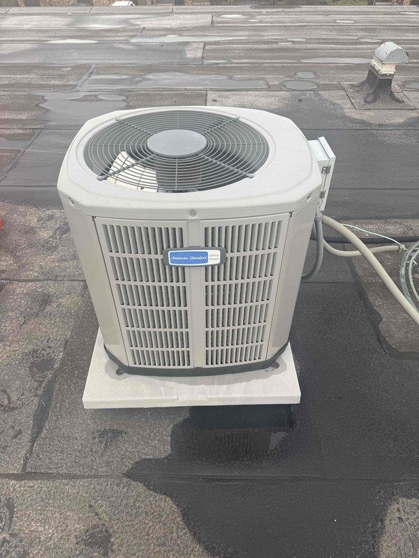 Completed spring preventive maintenance on commercial rooftop HVAC unit per prepaid maintenance agreement. Performed comprehensive system inspection using checklist protocol, documented current equipment specifications and filter information for database updates, and captured photographic documentation of condenser unit and rooftop installation. Tenant availability was confirmed prior to entry, and all required maintenance tasks were completed with equipment found in operational condition.