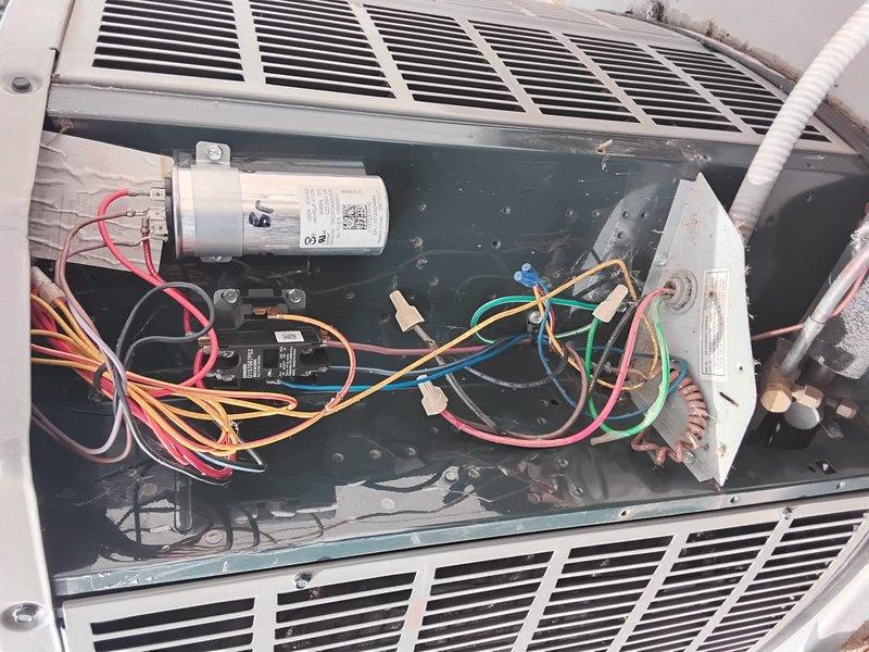 Completed spring clean and check on air conditioning system per maintenance agreement guidelines. Inspected and serviced system components including electrical connections, capacitor, contactors, and blower motor assembly. Replaced media filter #501 with new multi-pleated filter unit to ensure proper airflow and indoor air quality. Verified all electrical connections are secure, tested system operation, and confirmed unit is functioning within normal parameters for the cooling season.