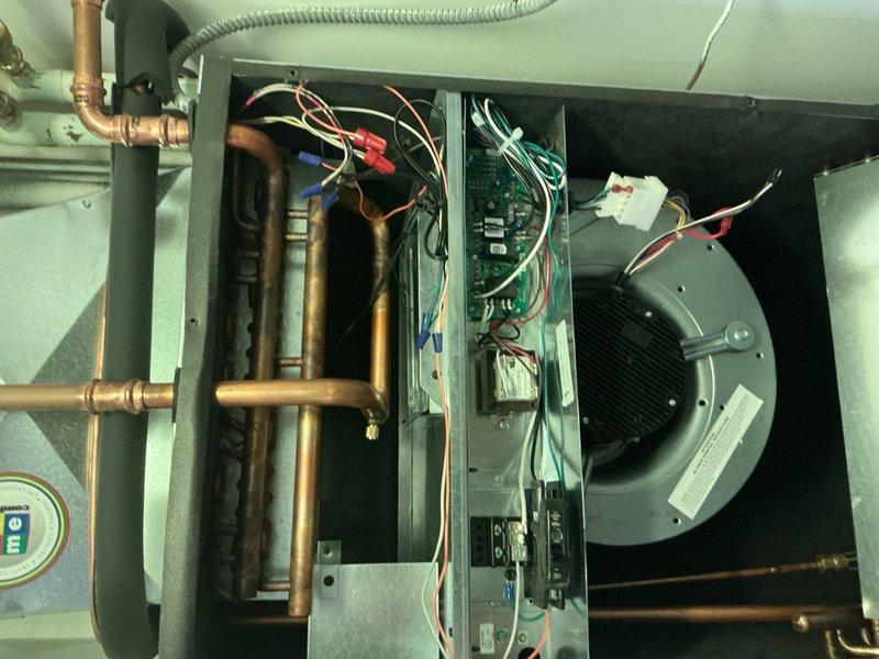 Completed contract maintenance on air conditioning system and air handler unit. Performed comprehensive tune-up inspection of all major components including blower motor assembly, refrigerant lines, electrical connections, and control board. Inspected and documented condition of existing air filter showing moderate dust accumulation; offered filter replacement option to customer per service agreement terms.