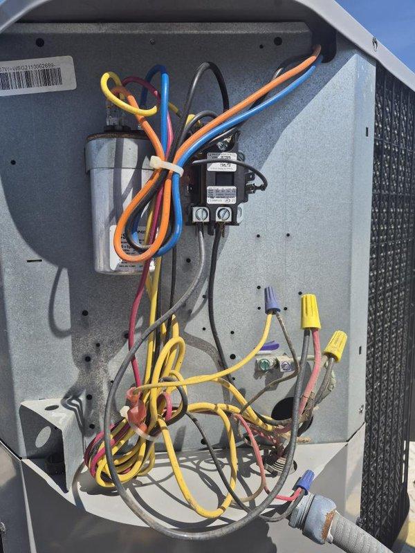 Completed preventative maintenance tune-up on single-system air conditioning unit. Inspected electrical components, capacitor, and contactor; verified proper wiring connections and thermostat operation at 74°F. Installed new 16x20x1 air filter to ensure optimal system performance and airflow.