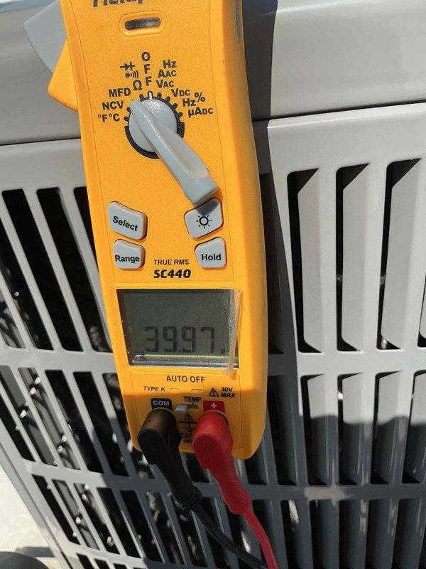 Performed commercial HVAC preventive maintenance inspection per service agreement on rooftop air conditioning condenser units. Conducted comprehensive system evaluation including electrical measurements with digital multimeter, recording operating parameters to verify proper unit performance and confirm all equipment operating within manufacturer specifications.