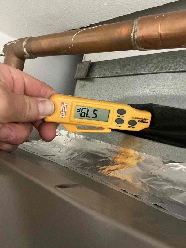Completed comprehensive tune-up on residential air conditioning system with air handler. Performed standard maintenance inspection of all components, replaced air filter as requested, and documented system operation with temperature readings showing proper performance at 262.5°F on discharge piping. Verified condensate pump operation, checked electrical connections, and confirmed all mechanical and plumbing components functioning within normal parameters.