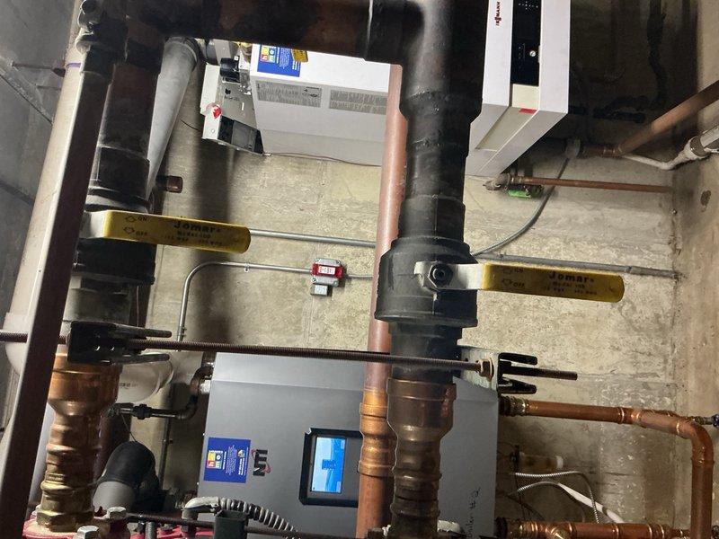 Responded to building request to shut down boiler system. Successfully de-energized equipment and installed lockout/tagout devices on electrical disconnects per safety protocols. Verified complete system shutdown of Grundfos hydronic circulation pumps and associated heating equipment.