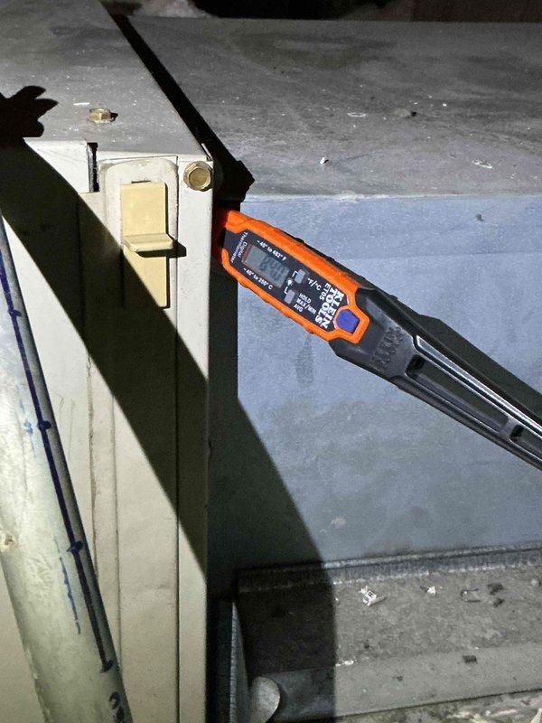 Completed comprehensive clean and check maintenance on single-system HVAC equipment per comfort plan agreement, including rooftop condensing unit and attic-mounted Carrier air handler. Performed electrical testing with clamp meter on outdoor unit, inspected refrigerant lines, verified proper operation of all components, and documented system condition with photographs for service records.