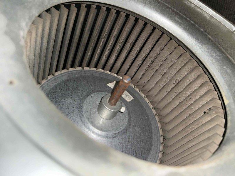 Completed spring maintenance clean and check on residential HVAC system per comfort plan agreement. Performed comprehensive inspection of furnace and air conditioning components, including cleaning of blower wheel assembly which showed moderate dust accumulation on fins and housing. Verified all mechanical components operational, inspected ductwork connections, and documented equipment condition with photos for service records.