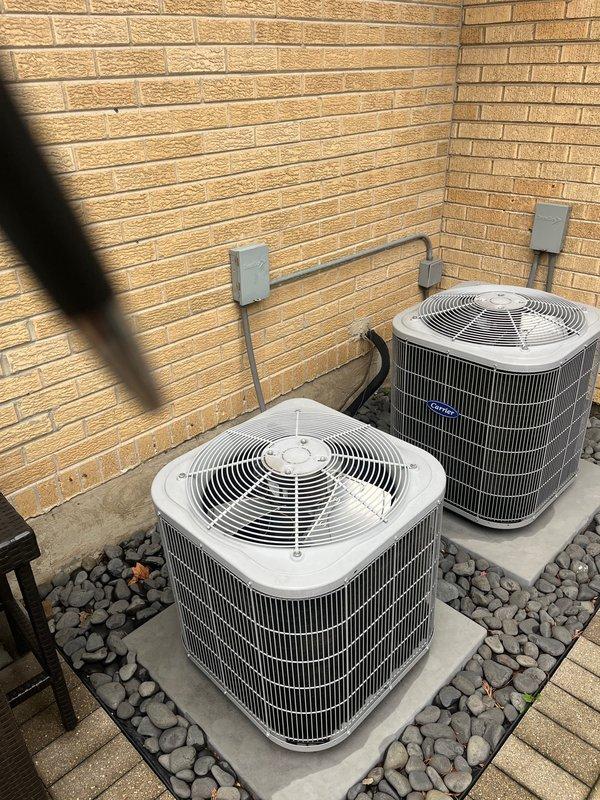 Completed spring maintenance service on dual air conditioning system per Good Contractor Program standards. Performed comprehensive clean and check procedures on both outdoor condenser units and indoor HVAC equipment, including inspection of electrical disconnects, conduit connections, and ductwork. All components found operating within normal parameters and system ready for cooling season.
